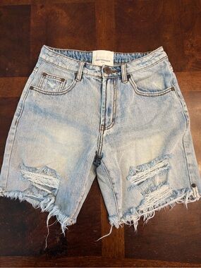 One Teaspoon Distressed Denim Shorts Size 26 Light Wash